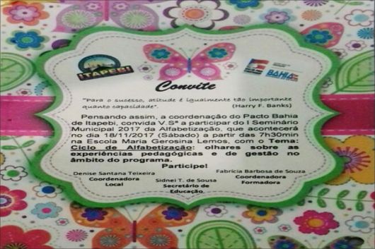 Itapebi promove Seminário de Alfabetização para aprimorar ensino municipal