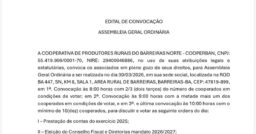 COOPERBAN divulga edital de convocação; confira as informações