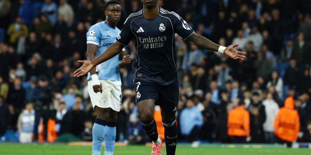 Real Madrid avança às quartas da Liga dos Campeões com show de Vini Júnior