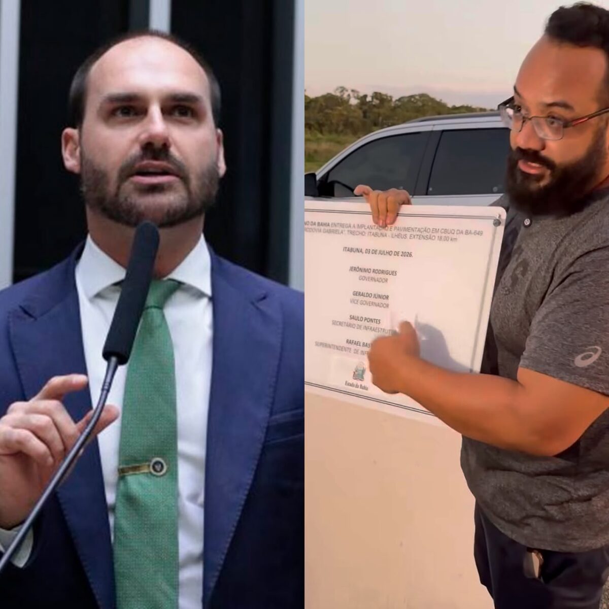 Eduardo Bolsonaro apoia Leandro de Jesus após fiscalização em rodovia e critica Governo da Bahia